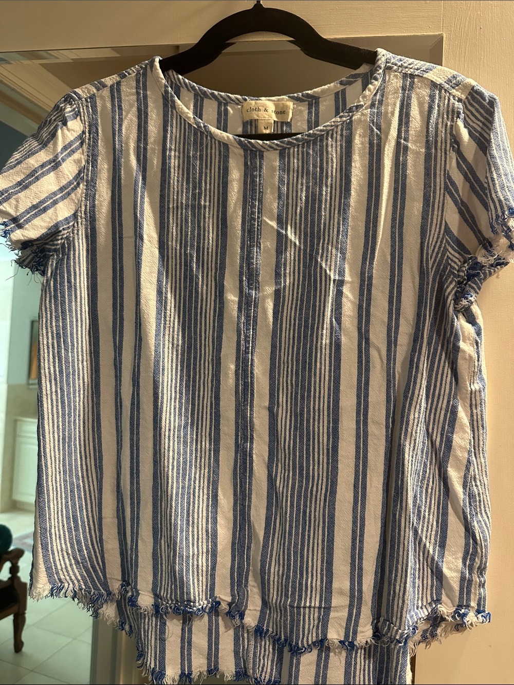 cloth & stone Blue and White Vertical Stripe Top